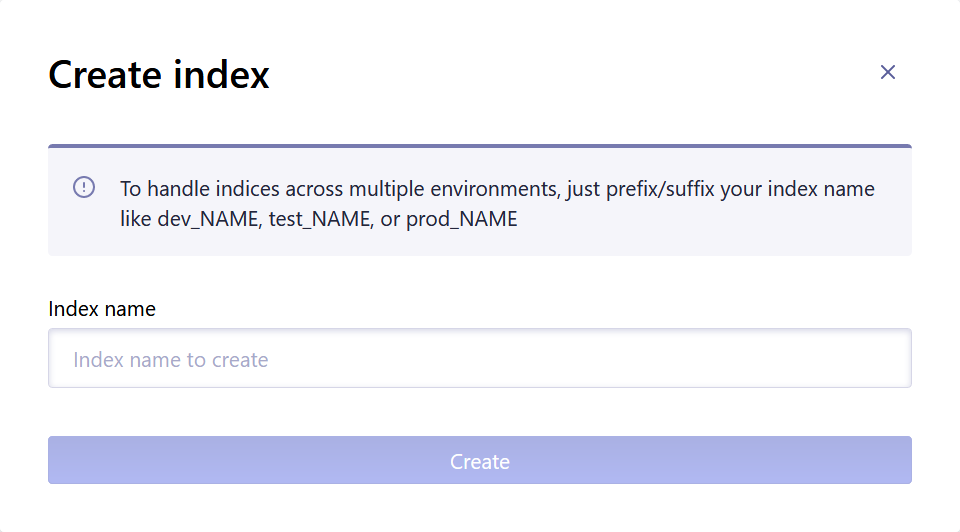 Create Index - Algolia