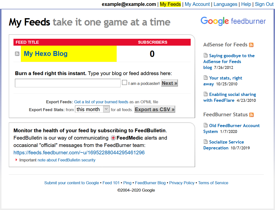 Feed List - Feedburner