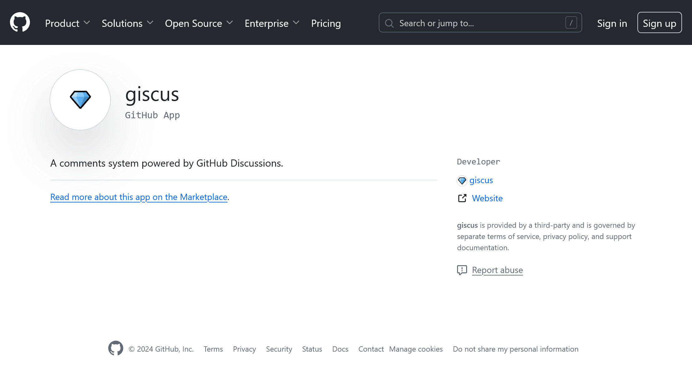 GitHub App Page - giscus
