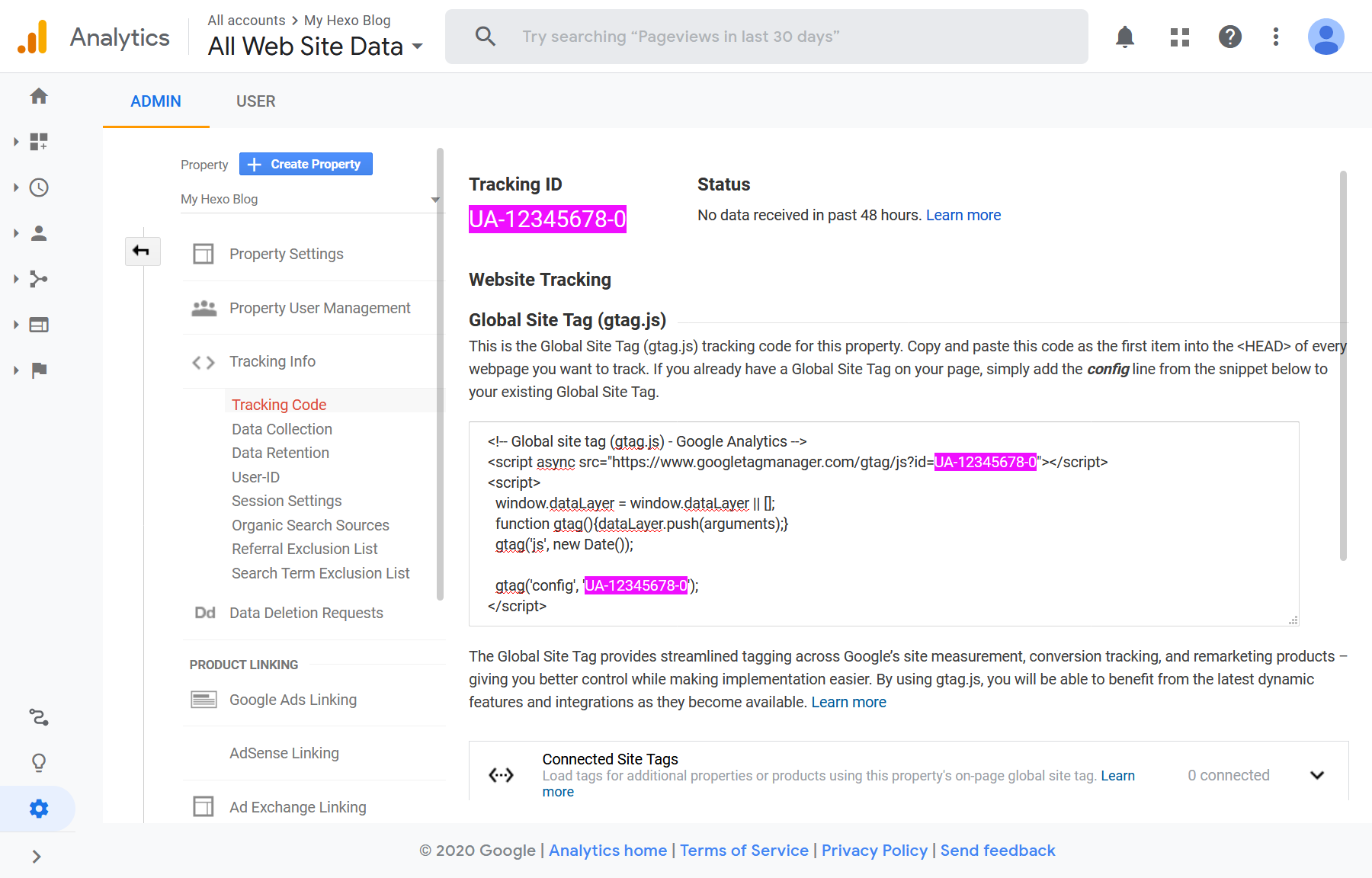 Get Code - Google Analytics