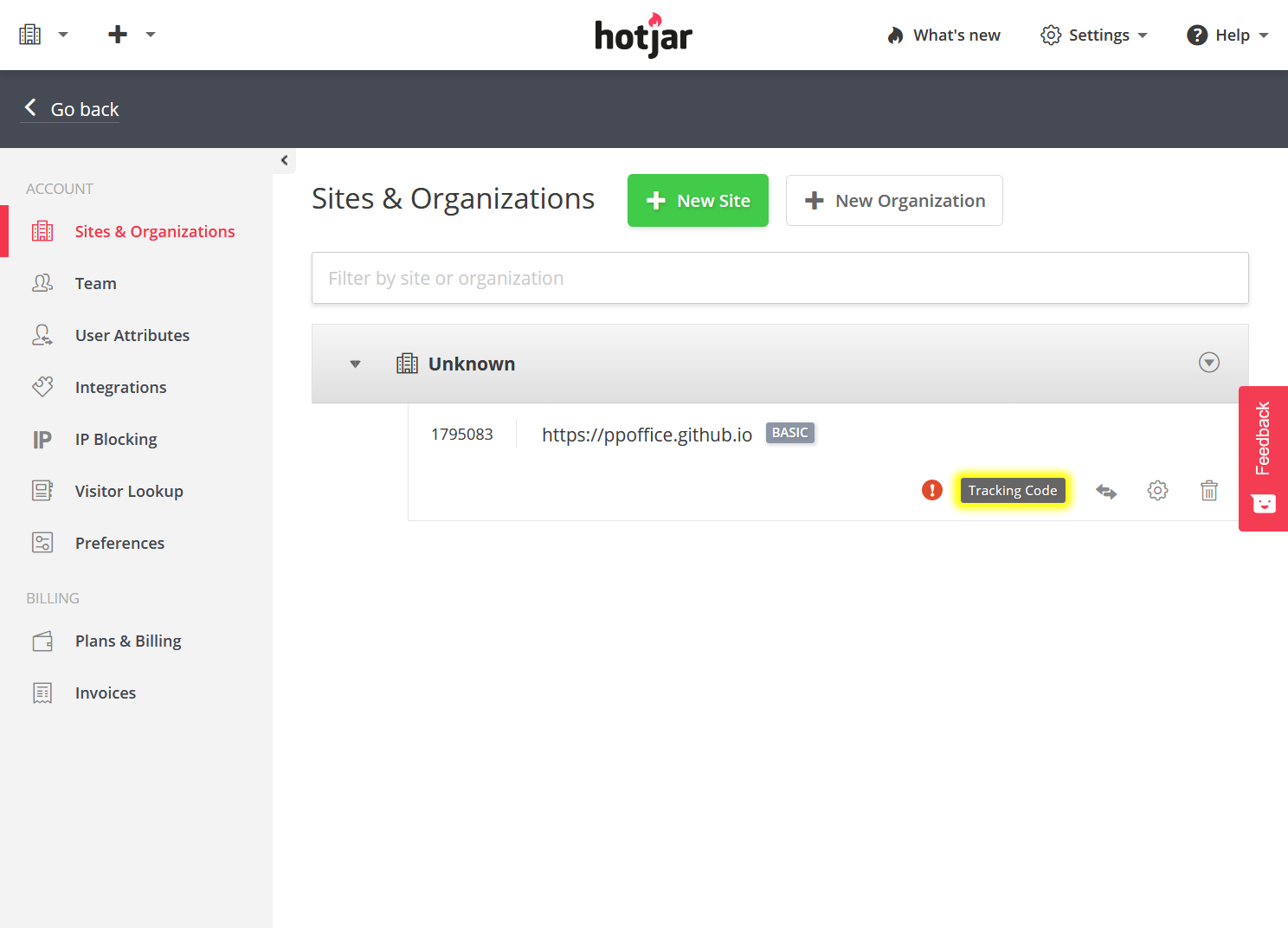 Site List - Hotjar