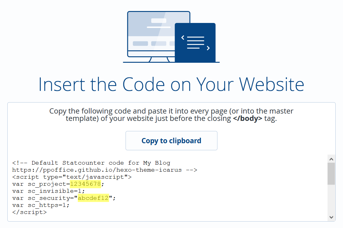 Insert Code - Statcounter